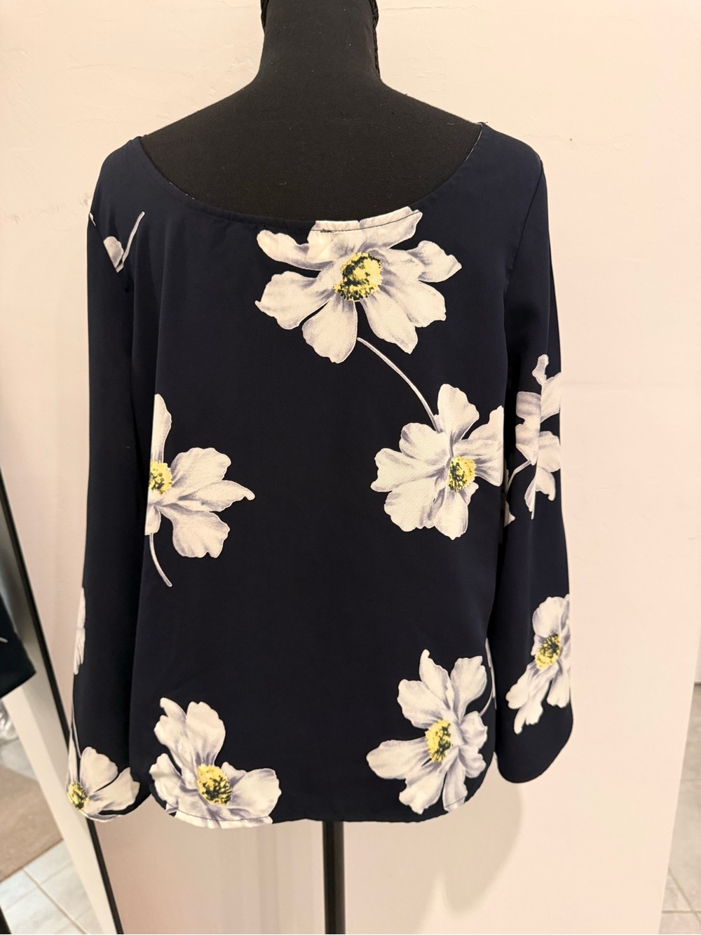 Alythea Navy Blouse with White Floral Print